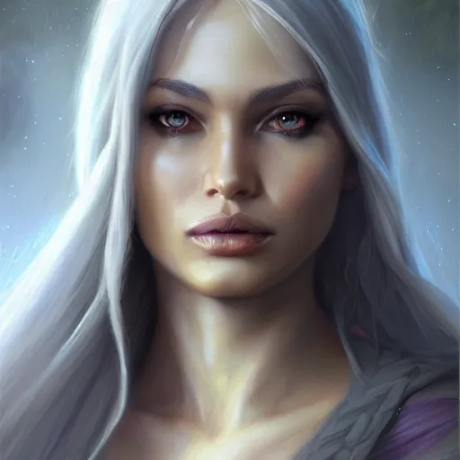 Image similar to portrait of a beautiful woman drow adventurer, ranger, Alexandria's genesis, chin-length hair, bored, illustration, soft lighting, soft details, hyper realism, high detailed, painting oil on canvas by mark arian by artgerm, trending on artstation, 4k, 8k, HD