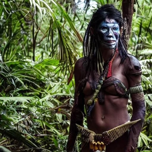 Image similar to Female Yautja trophy hunter posing in the jungle