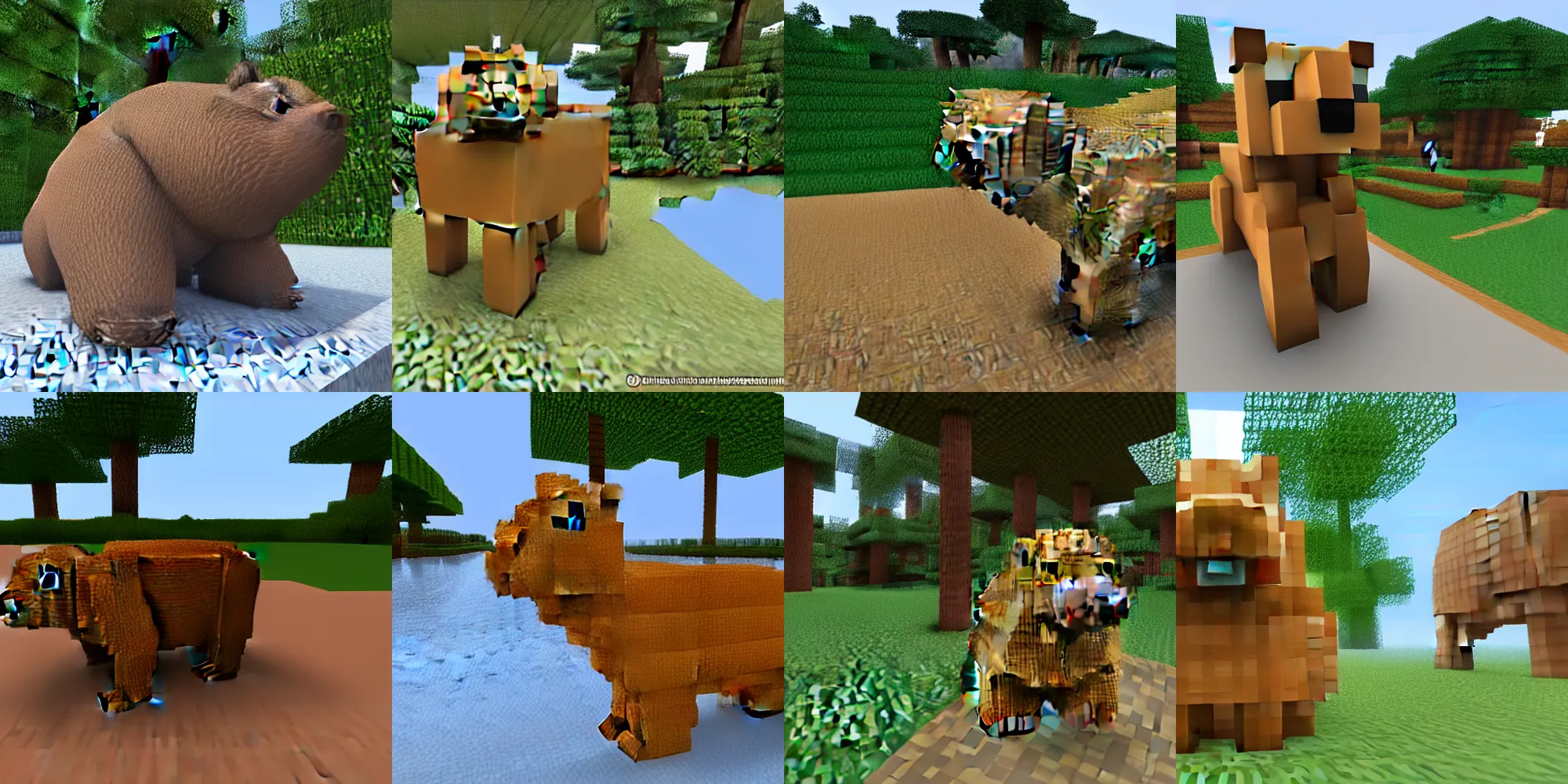 Prompt: Capybara Statue built in Minecraft