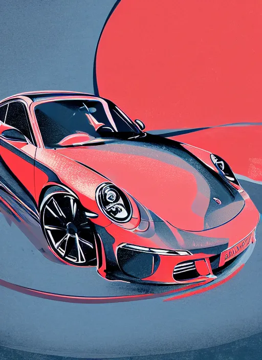 Prompt: abstract illustration of the porsche 9 1 1