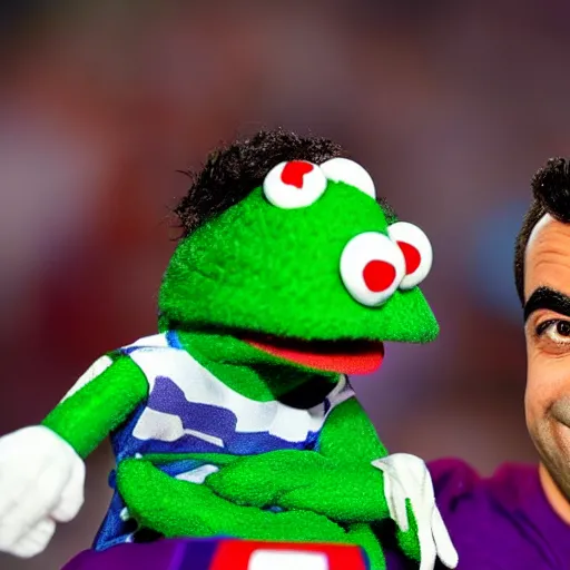 Prompt: xavi hernandez as a muppet