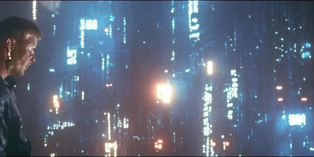 Image similar to i watched c - beams glitter in the dark near the tannhauser gate, blade runner, ridley scott, cyberpunk