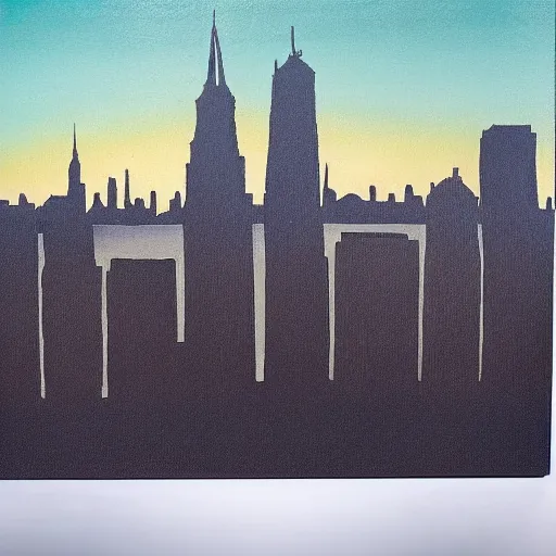 Prompt: Modern City Skyline, painted by Leonardo Da Vinci