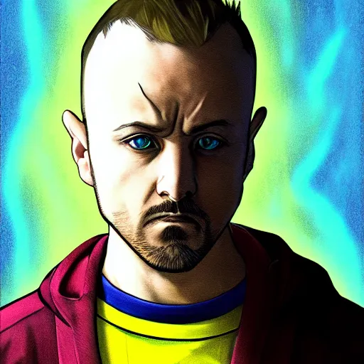 Image similar to portrait of jesse pinkman cosplaying walter white, anime fantasy illustration by tomoyuki yamasaki, kyoto studio, madhouse, ufotable, trending on artstation