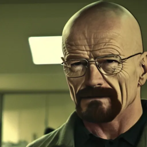 Image similar to Walter White volunteers for a furry convention, movie still frame, intense, trailer