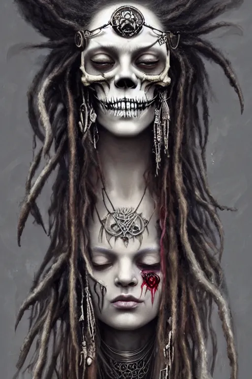 Image similar to evil angels that look like hippies with dreadlocks dancing with chains, fantasy, face with skull mask, long hair, intricate, elegant, highly detailed, digital painting, artstation, concept art, smooth, sharp focus, illustration, art by artgerm and greg rutkowski and aleister crowley