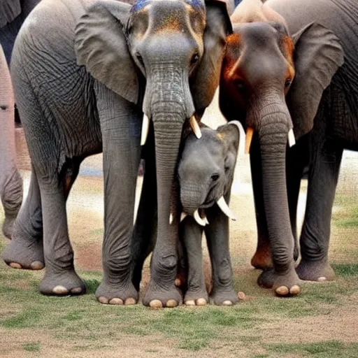 Prompt: elephants with makeup painted toenails