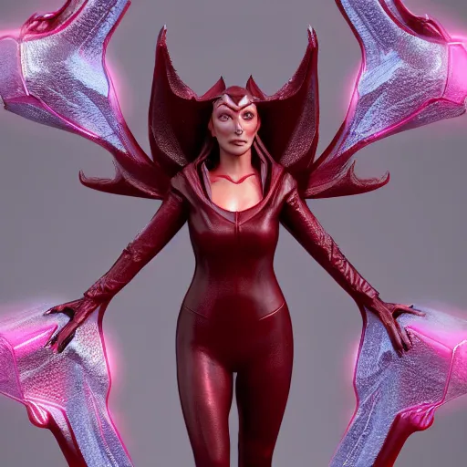 Prompt: a hyperdetailed render of scarlet witch, a 3 d render by senior character artist, featured on zbrush central, fantasy art, artstation hd, rendered in unreal engine, artstation hq