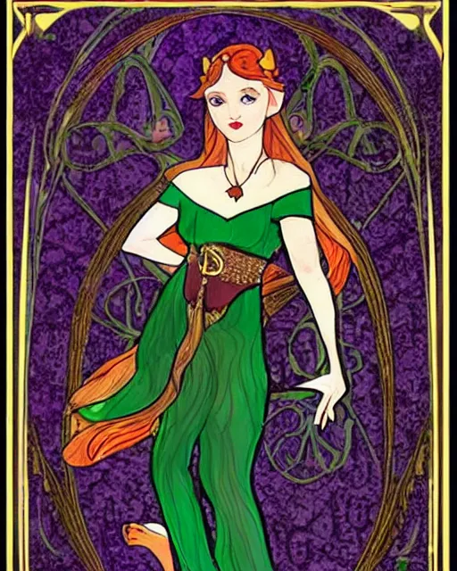 Image similar to an elf princess in art nouveau