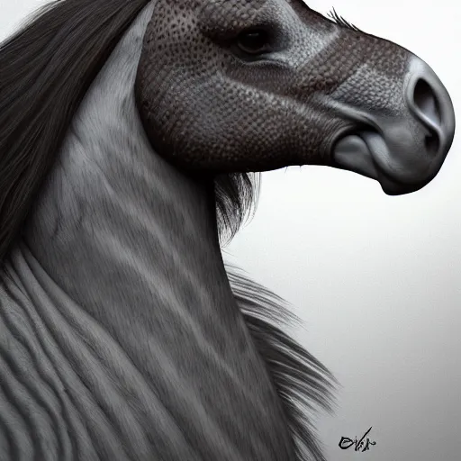 Image similar to hybrid between hawk and horse, profile, extremely detailed, nature photography, artstation