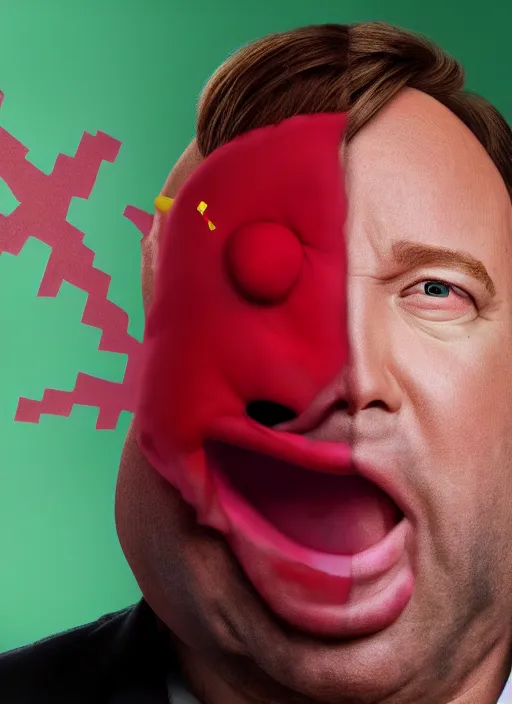 Prompt: A hyper realistic ultra realistic photograph of Alex Jones screaming dressed as kirby by Brandon , detailed, photorealistic imagery, 8k quality
