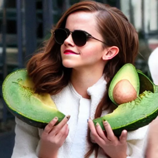 Image similar to emma watson as an avocado chair