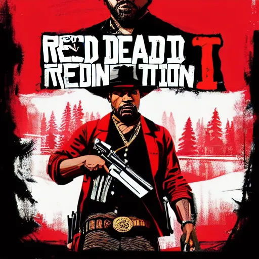 Prompt: illustration red dead redemption 2 artwork of kanye west, in the style of red dead redemption 2 loading screen, by stephen bliss
