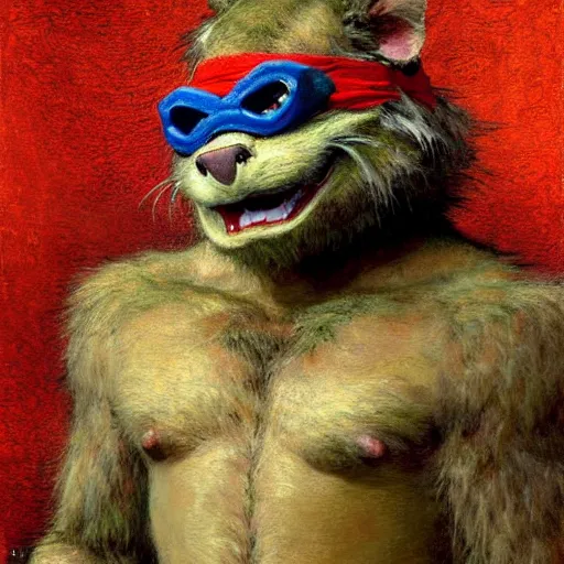 Prompt: furry splinter from tmnt wearing a red kimono hairy furry body furry arms feet. highly detailed painting by gaston bussiere craig mullins jc leyendecker gustav klimt artgerm greg rutkowski