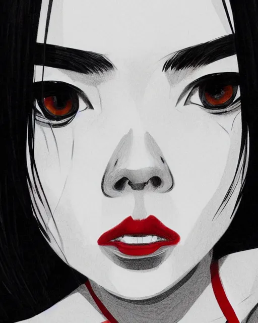 Prompt: a stunning portrait of ryuko matoi, close up portrait, highly detailed, trending on artstationhq, minimalism