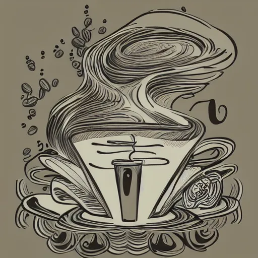 Image similar to barista latte art, coffee, hand drawn, illustration, engraved vector, by alexanderpokusay, trending on artstation,