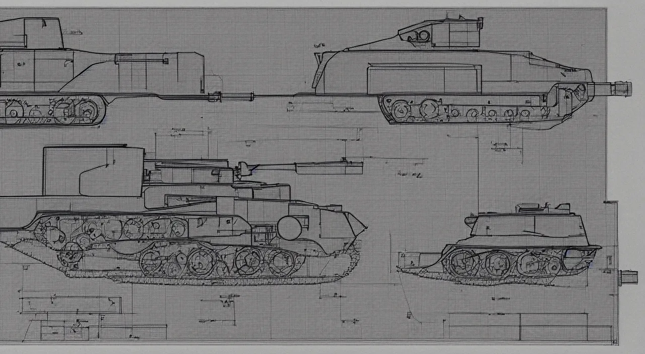 Prompt: blueprint of a tank