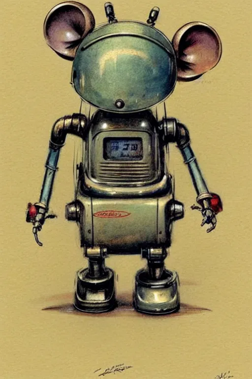 Image similar to (((((1950s retro robot mouse. muted colors.))))) by Jean-Baptiste Monge !!!!!!!!!!!!!!!!!!!!!!!!!!!!!!