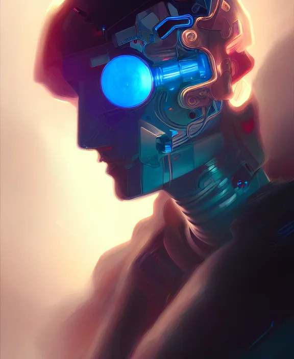 Image similar to a whirlwind inside the metaverse, guy, male, man, hologram, half body, neurochip, android, cyborg, cyberpunk face, by loish, d & d, fantasy, intricate, elegant, highly detailed, colorful, digital painting, artstation, concept art, art by artgerm and greg rutkowski and alphonse mucha