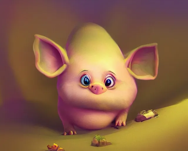 Image similar to 3D Fantasy Cute and adorable space piglet , huge adorable eyes, bright stars, Smooth 3D Illustration, soft render, Servando Lupini, Daniil Kudriavtsev, handpaint texture, Blender, 3DCoat