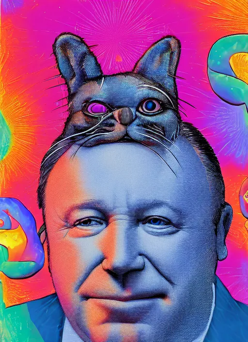 Image similar to alex jones by lisa frank and Zbigniew Brzezinski