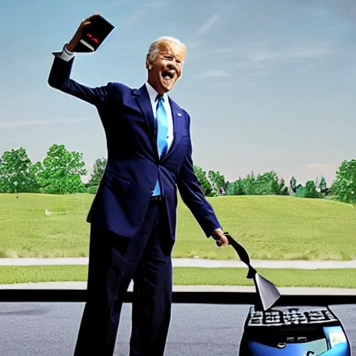 Prompt: Picture of Joe Biden angrily throwing his Gamecube controller at the ground