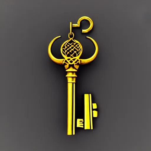 Image similar to a metal key for the cage, 3d game object , has shape of the dragon, no background, rpg game inventory item, low poly