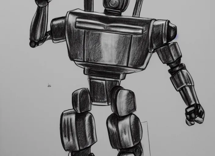 Image similar to basic pencil drawing of robot warlord full body, cigar, uhd, ultra realistic, 4 k, movie still, detailed, sharp, real life, cinematic