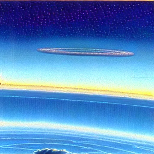 Prompt: view of the horizon on Larry Niven's Ringworld on a clear day