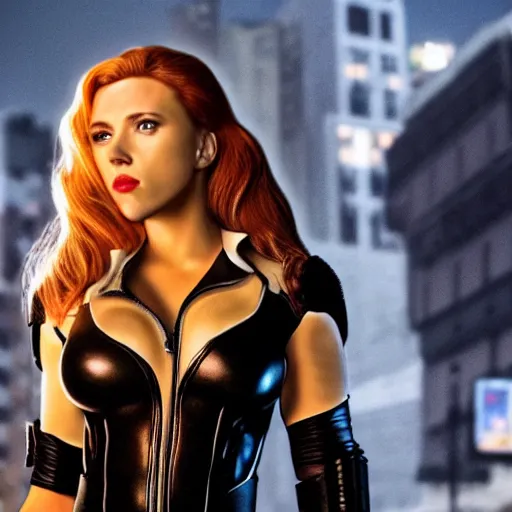 Prompt: scarlett johansson as cat woman, photo - realistic, highly detailed, 4 k