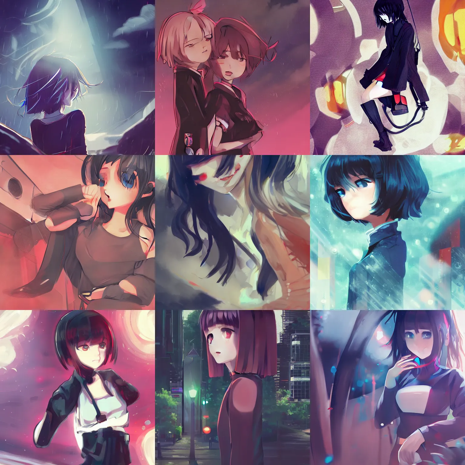 Prompt: klegs • kuvshinov • ilya kuvshinov • chill • snatti89• guweiz • aenami • sylar113 • lofi • lofi • arsenixc• seerlight • anime scenery • anime rain • akihabara• asabinart • lofi wallpaper • japanese wallpaper