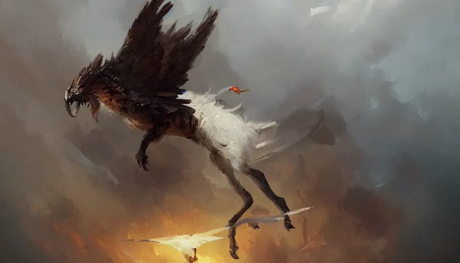 Prompt: A beautiful painting of a griffin by greg rutkowski and Kalin Popov , Trending on artstation HD.