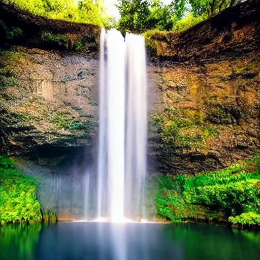 Prompt: very beautiful waterfall with rainbow in front of it, beautiful, splendind, unity