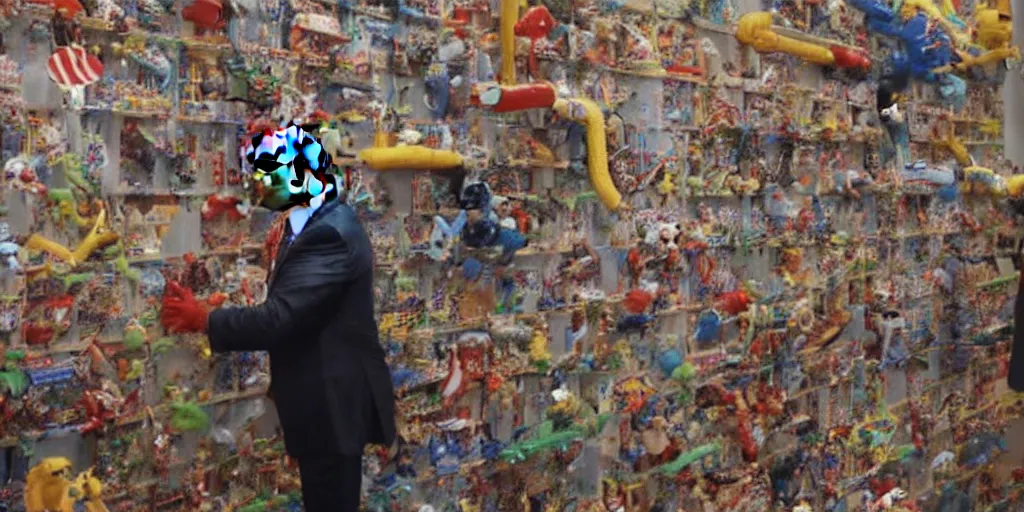 Image similar to Trump building a toy wall