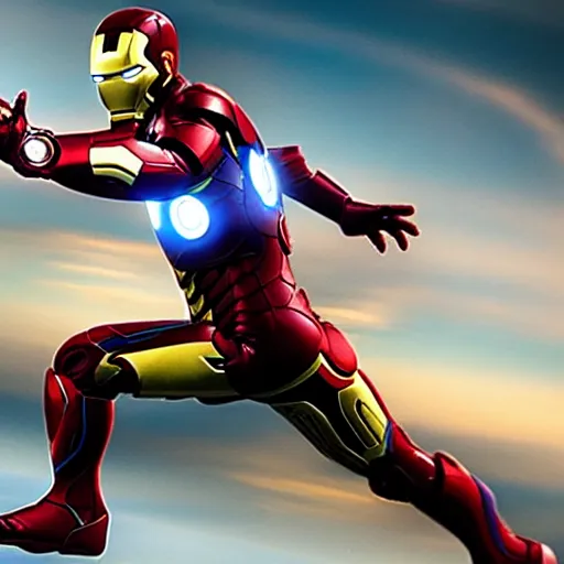 Image similar to film still of Lionel Messi as Ironman in the Avengers