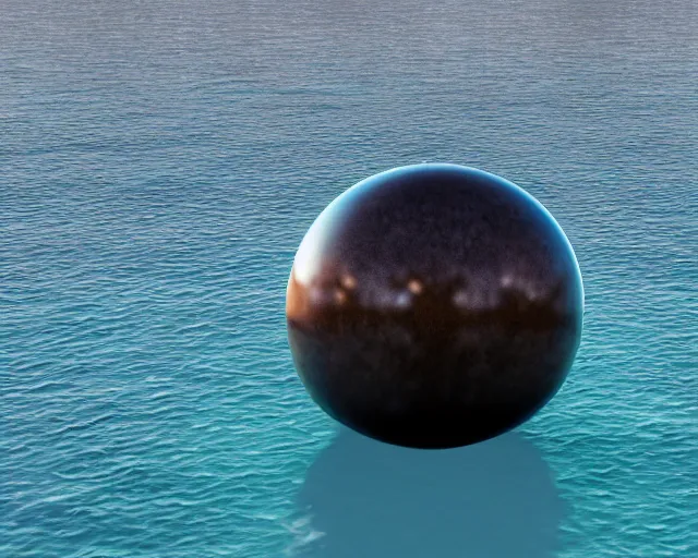 Image similar to a long shot of a giant award winning sculpture made out of billiard balls of a human head on the surface of the ocean, in the style of chad knight, hyper detailed, hyper realistic, ray tracing, 8 k resolution, sharp focus, realistic water