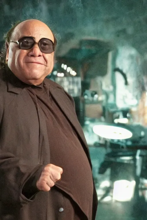 Image similar to Danny DeVito in film matrix 4k,