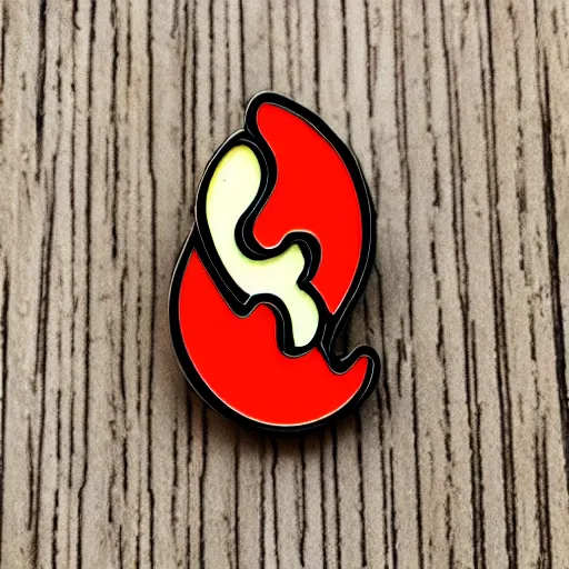 Prompt: simple yet detailed, fire jalapeno flame enamel pin retro design