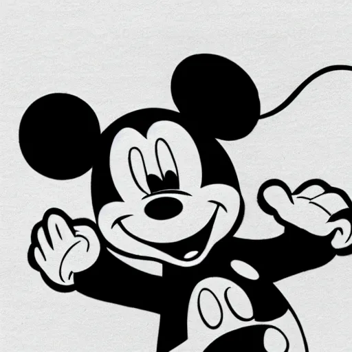 Image similar to a drawing of disney's mickey mouse in a ushanka with a soviet emblem