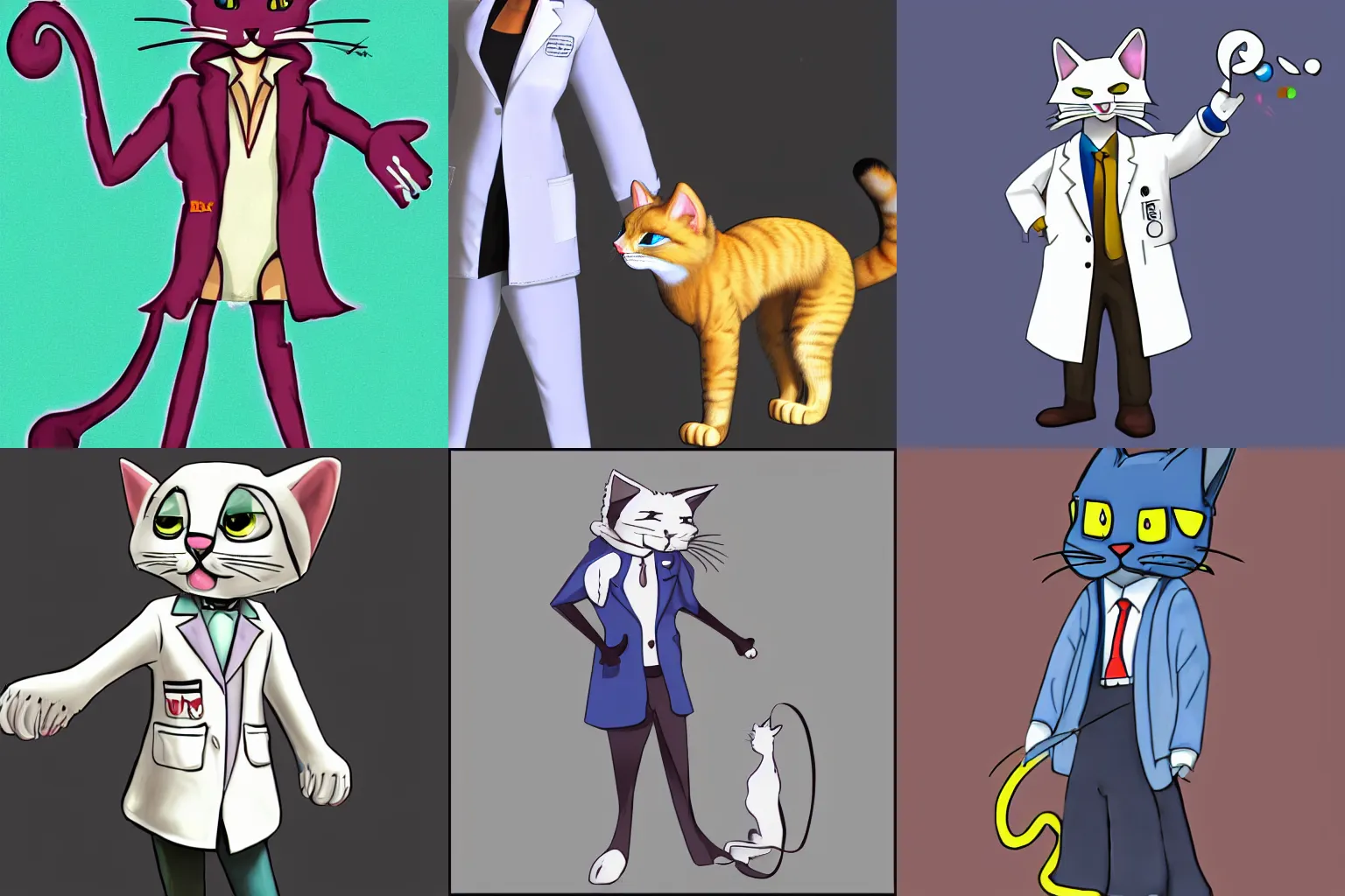 Prompt: furry art anthropomorphic cat from furaffinity wearing a lab coat