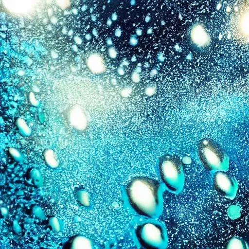 Image similar to glitter and painting mixing underwater turbulence, macro-photography, slow-motion capture