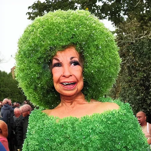 Prompt: a bush that looks like Shirley Bassey