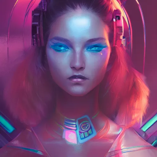 Image similar to portrait futuristic Cyber warrior Girl, in future cyberpunk tokyo rooftop , ssci-fi, fantasy, intricate, very very beautiful, elegant, neon light, highly detailed, digital painting, artstation, concept art, smooth, sharp focus, illustration, art by alphonse mucha and tian zi and WLOP