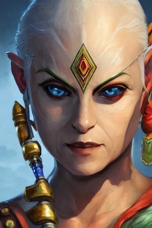 Prompt: Impa from Zelda oil on canvas, intricate, portrait, 8k highly professionally detailed, HDR, CGsociety