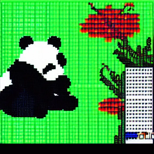 Image similar to panda in cga pixel art