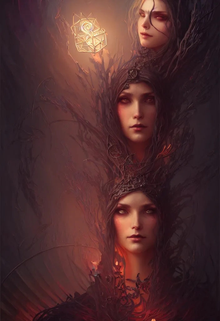 Image similar to Necromancer Sorceress, fantasy magic, undercut hairstyle, dark light night, intricate, elegant, sharp focus, illustration, highly detailed, digital painting, concept art, matte, art by WLOP and Artgerm and Greg Rutkowski and Alphonse Mucha, masterpiece