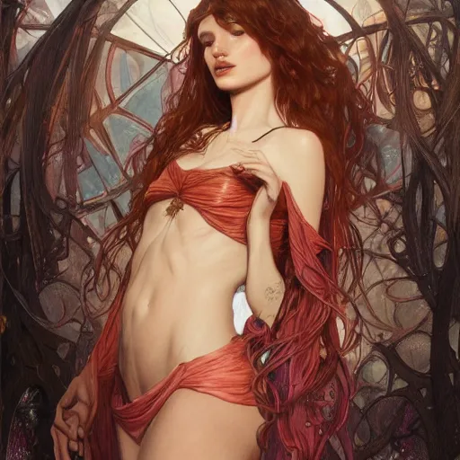 Prompt: ultra realistic illustration, bella thorne as witch, intricate, elegant, highly detailed, digital painting, artstation, concept art, smooth, sharp focus, illustration, art by artgerm and greg rutkowski and alphonse mucha