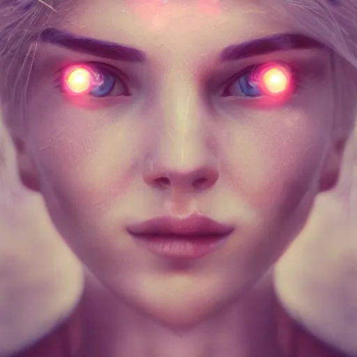 Image similar to portrait art of female angel, art by alessio albi 8 k ultra realistic, angel wings, lens flare, atmosphere, glow, detailed, intricate, full of colour, led lighting, trending on artstation, 4 k, hyperrealistic, focused, extreme details, unreal engine 5, masterpiece