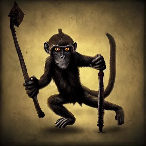 Image similar to monkey in the style of dark souls