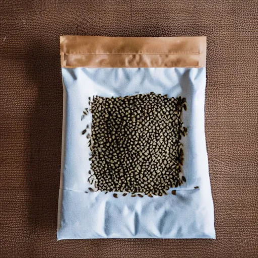 Prompt: professional photo of a burlap bag full of seeds